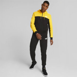 Tuta con cappuccio da uomo Puma Ess+ Hooded Colorblock Suit Fl Cl 670037-51