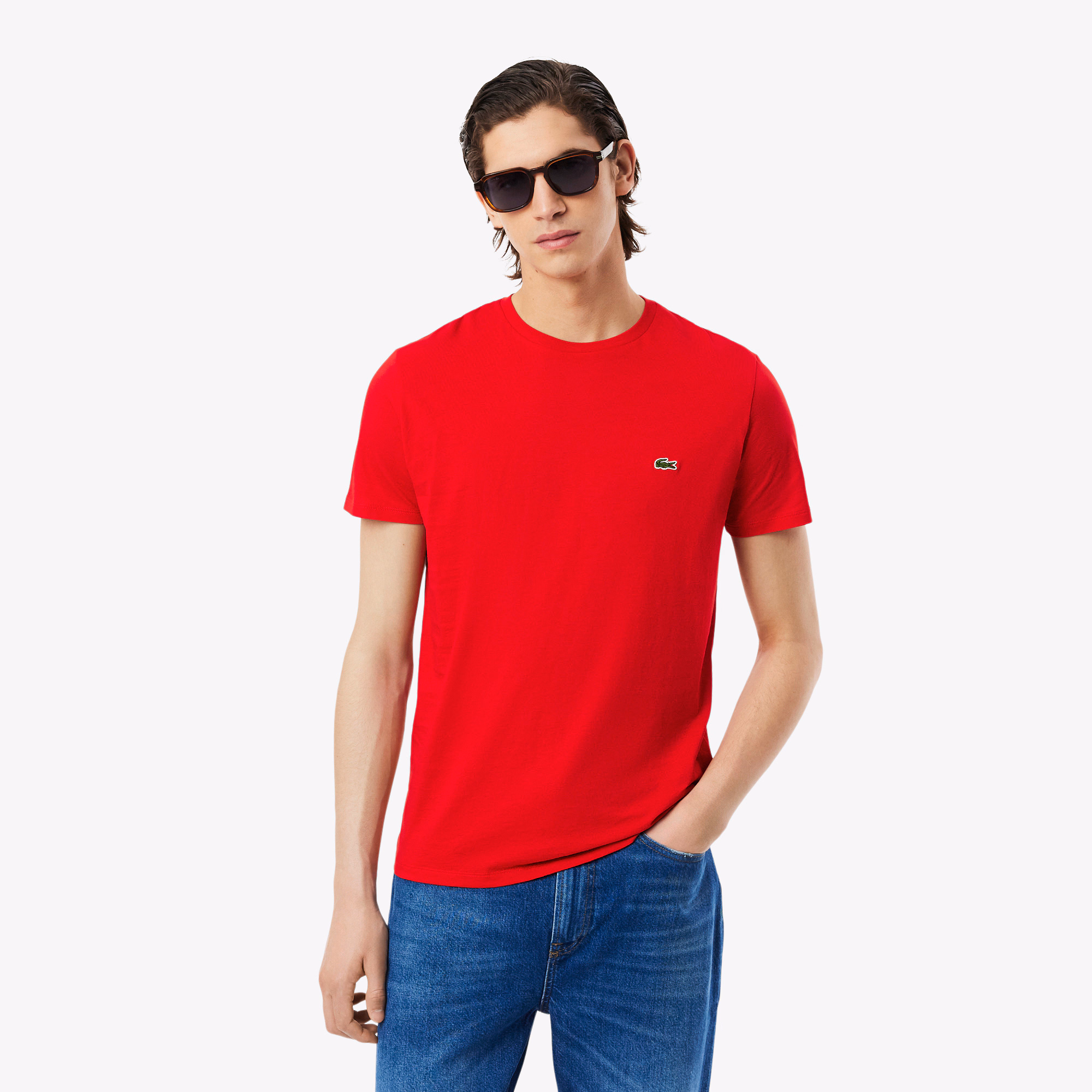 Lacoste T-Shirt a Mezze Maniche in Cotone Pima TH6709-240 1 T-Shirt a Mezze Maniche da Uomo in Cotone Pima Lacoste TH6709-240