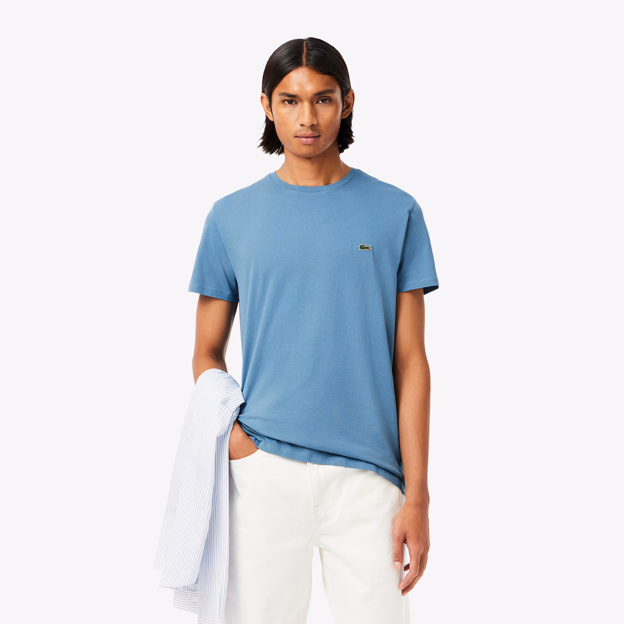 Lacoste T-Shirt a Mezze Maniche in Cotone Pima TH6709-HD9 1 T-shirt da Uomo a Mezze Maniche in Cotone Pima Lacoste TH6709-HD9