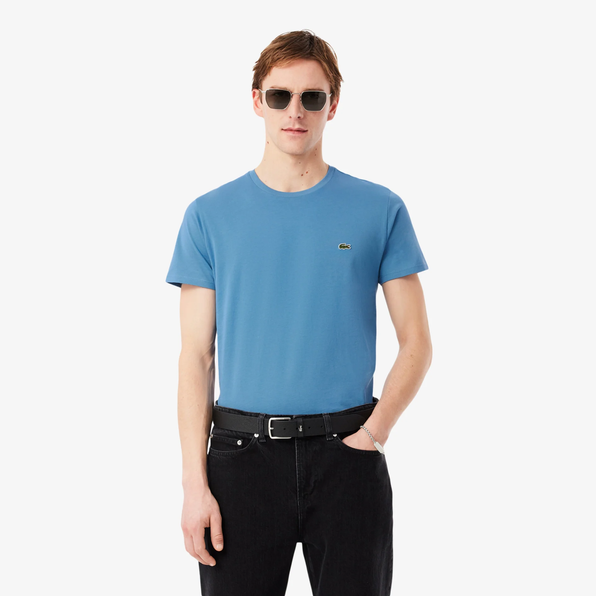 Lacoste T-Shirt a Mezze Maniche in Cotone Pima TH6709-JBK 1 T-shirt a Mezze Maniche in Cotone Pima Lacoste TH6709-JBK