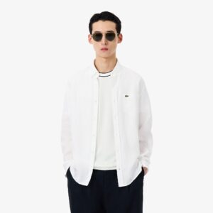 Lacoste Camicia a Maniche Lunghe di Lino da Uomo Regular Fit CH5692-001