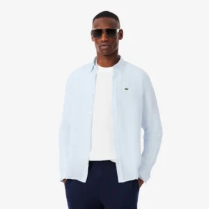 Lacoste Camicia a Maniche Lunghe di Lino da Uomo Regular Fit CH5692-T01