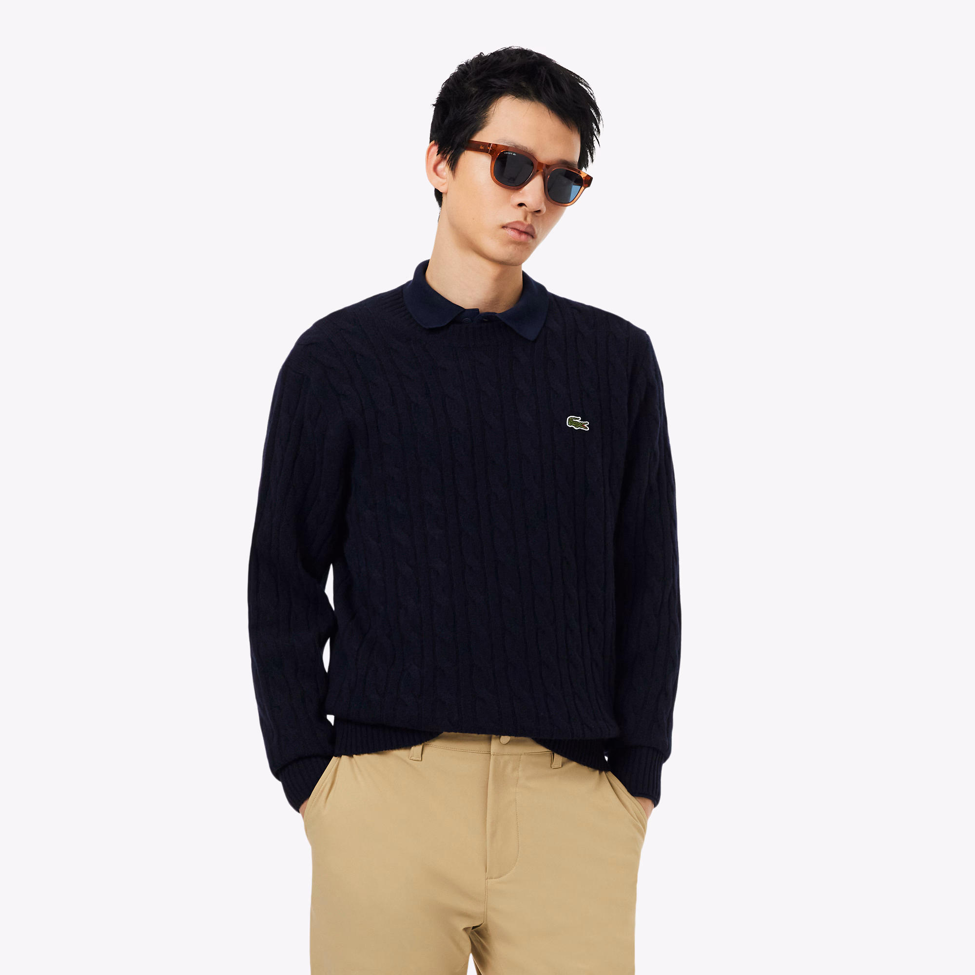 Maglione in Lana a Trecce Lacoste AH2924-166
