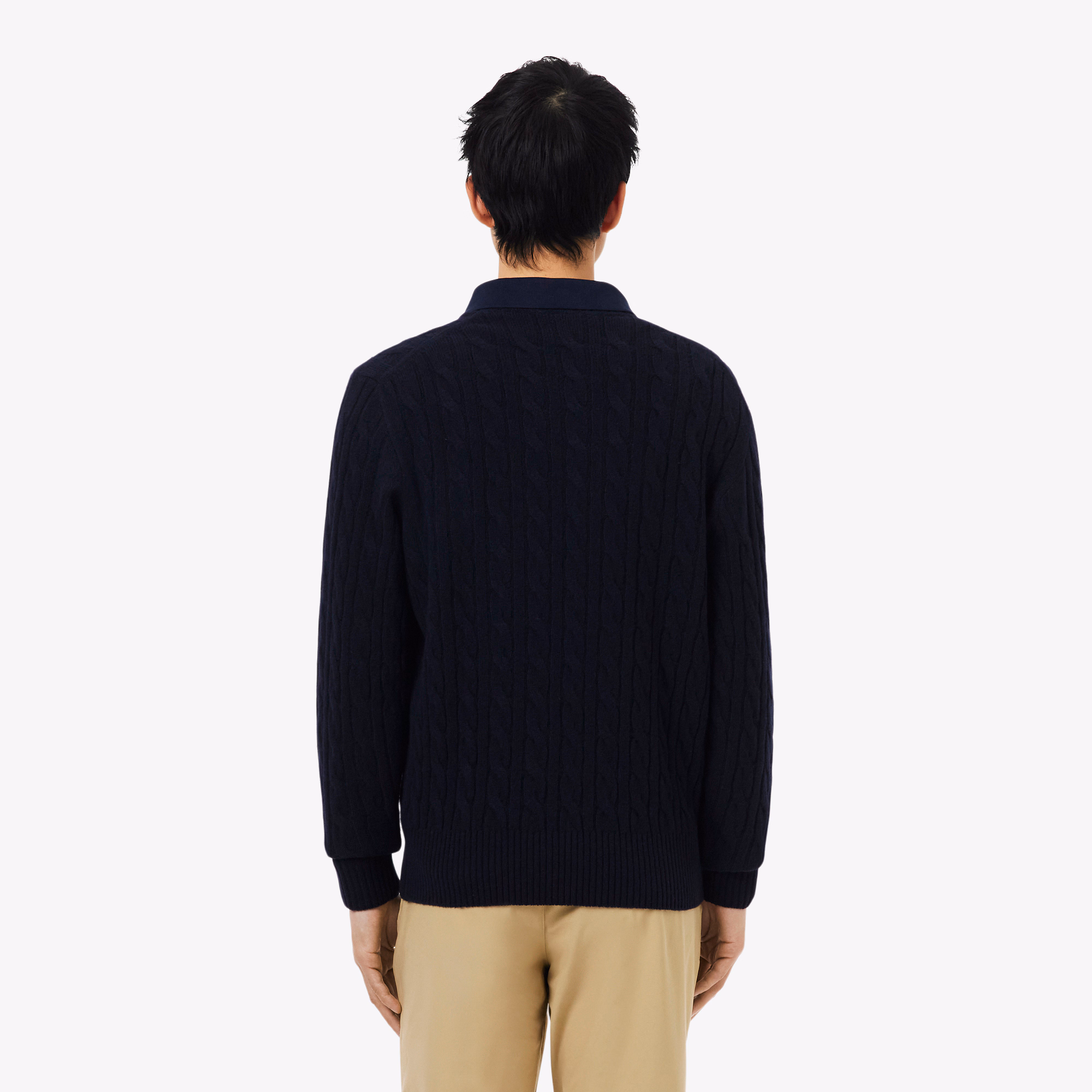 Lacoste Maglione Girocollo a Trecce in Lana Cardata AH2924-166
