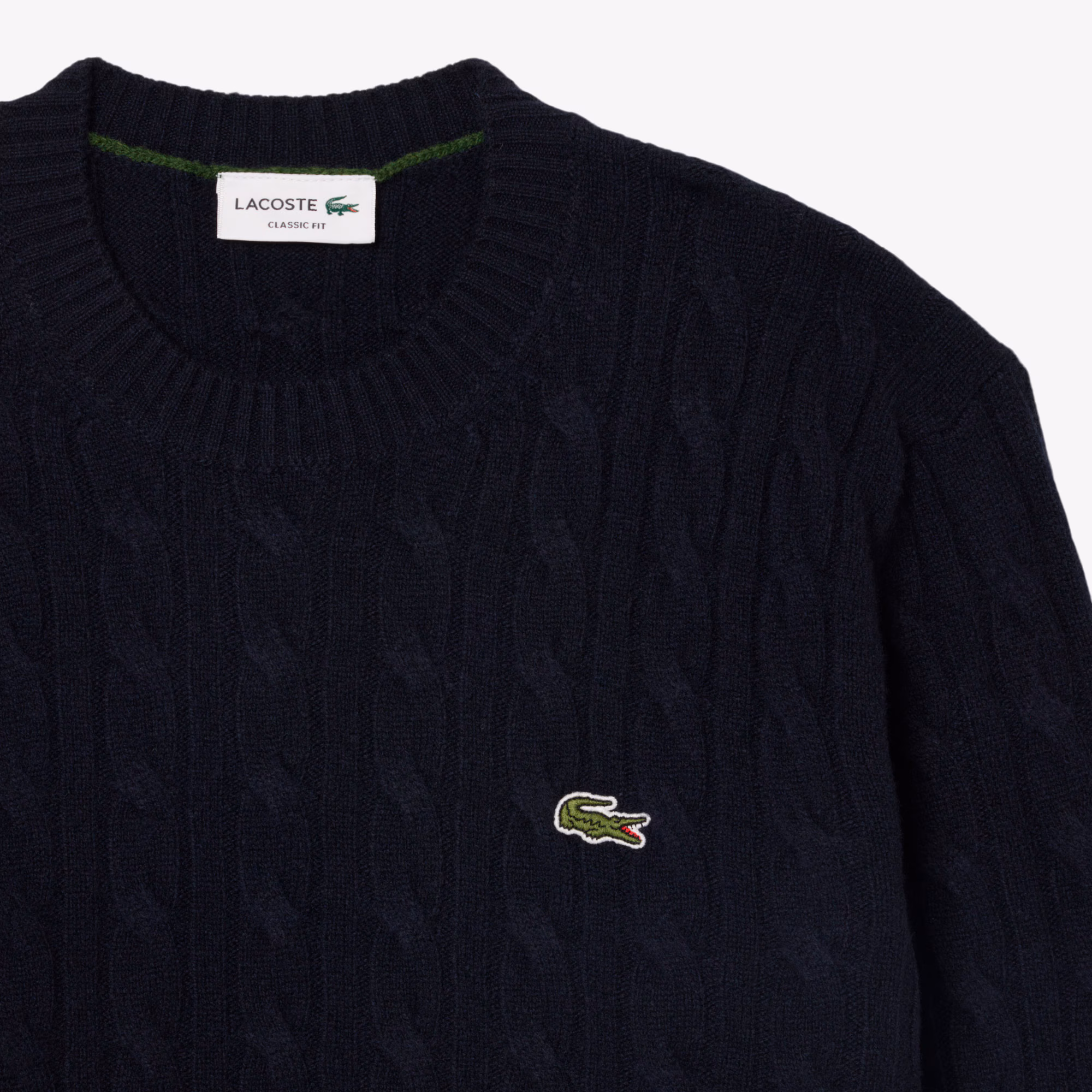 Lacoste Maglione Girocollo a Trecce in Lana Cardata AH2924-166