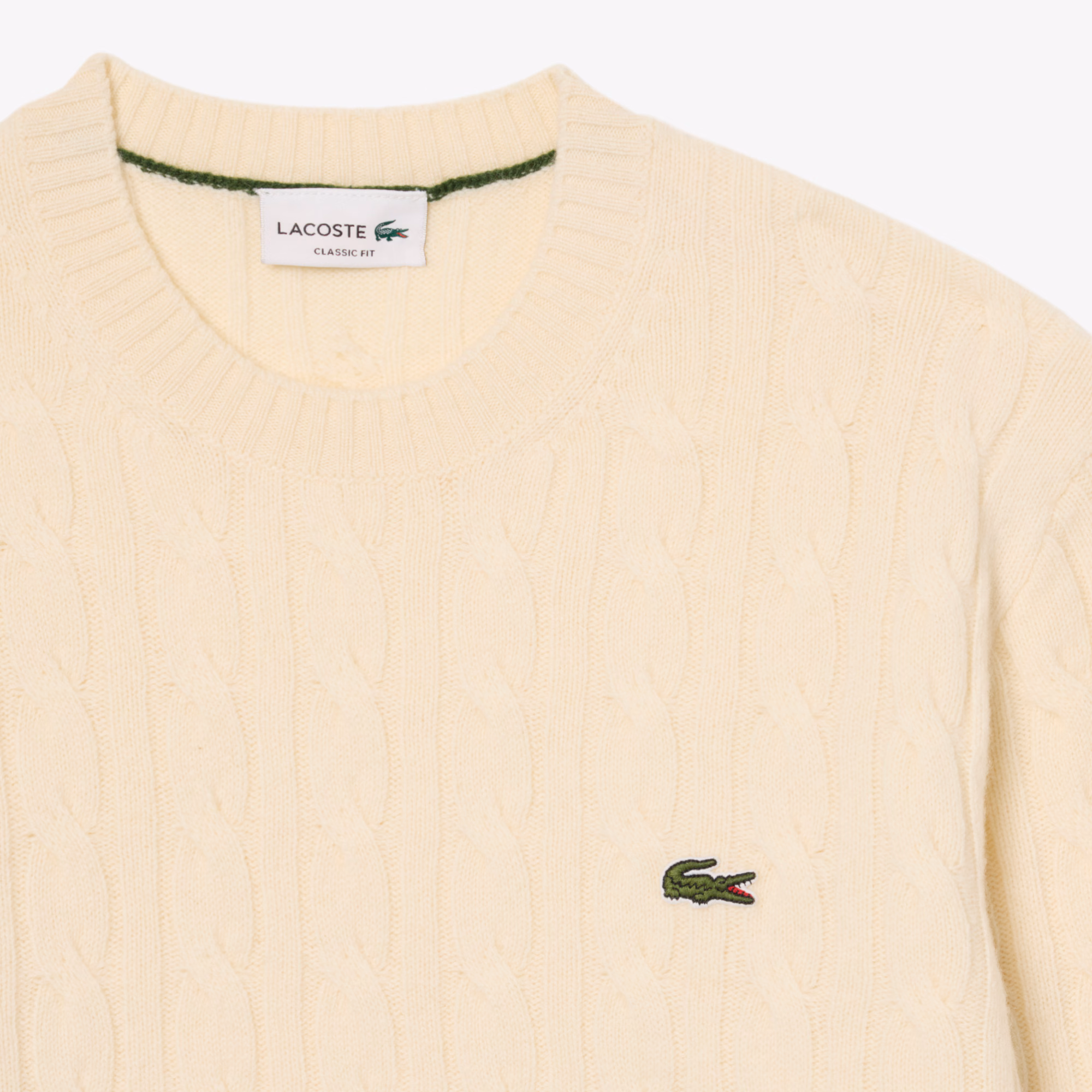 Lacoste Maglione Girocollo a Trecce in Lana Cardata AH2924-XFJ