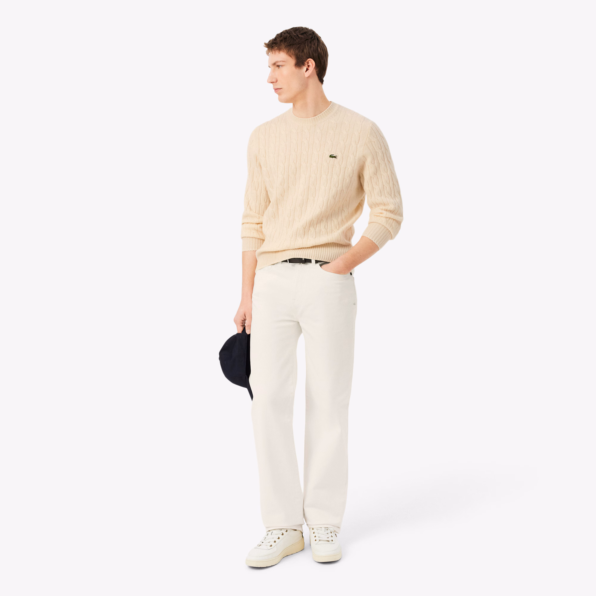 Lacoste Maglione Girocollo a Trecce in Lana Cardata AH2924-XFJ