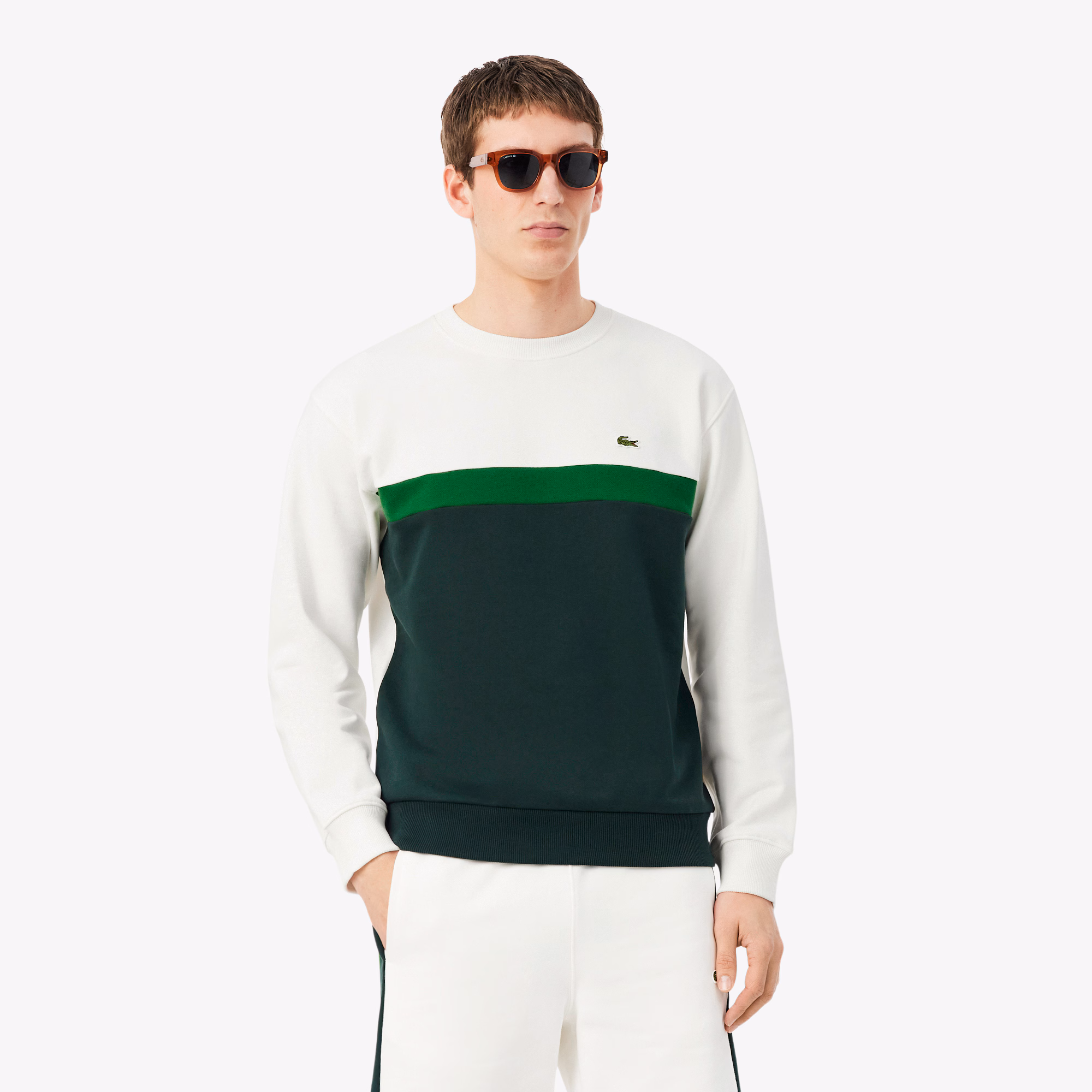 Felpa Girocollo Colorblock da Uomo Lacoste SH9770-0LP